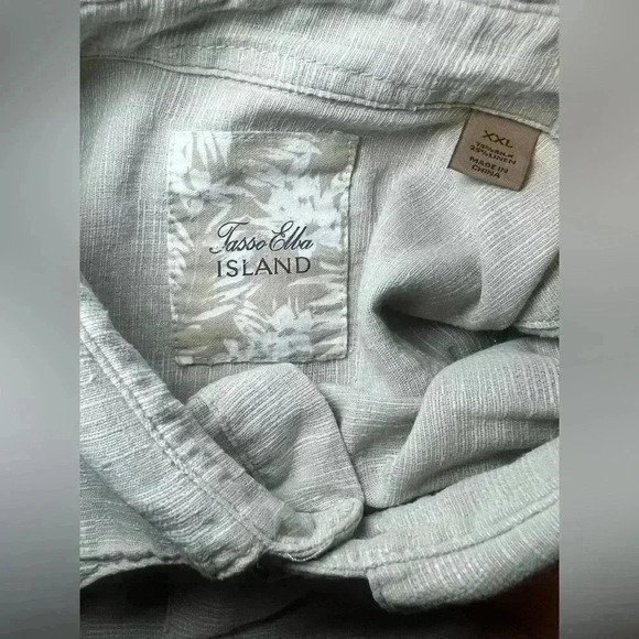 Tasso Elba Island Men's XXL Silk Linen Button Down Shirt - Picture 4 of 7